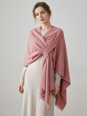 #Pink Women Fringe Poncho Shawl Wrap Cape Scarf
