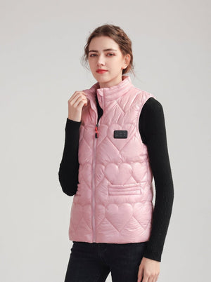 #Pink Women Heated Quilted Gilet