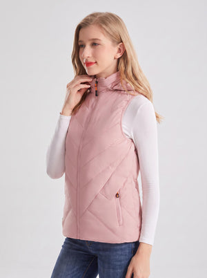 #Pink Women's Hooded Heated Gilet Side