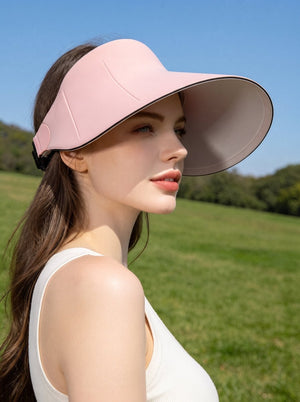 #Pink Womens Seamless Foldable Visor Sun Hat