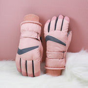 Pink and grey Stripe Waterproof Ski Gloves