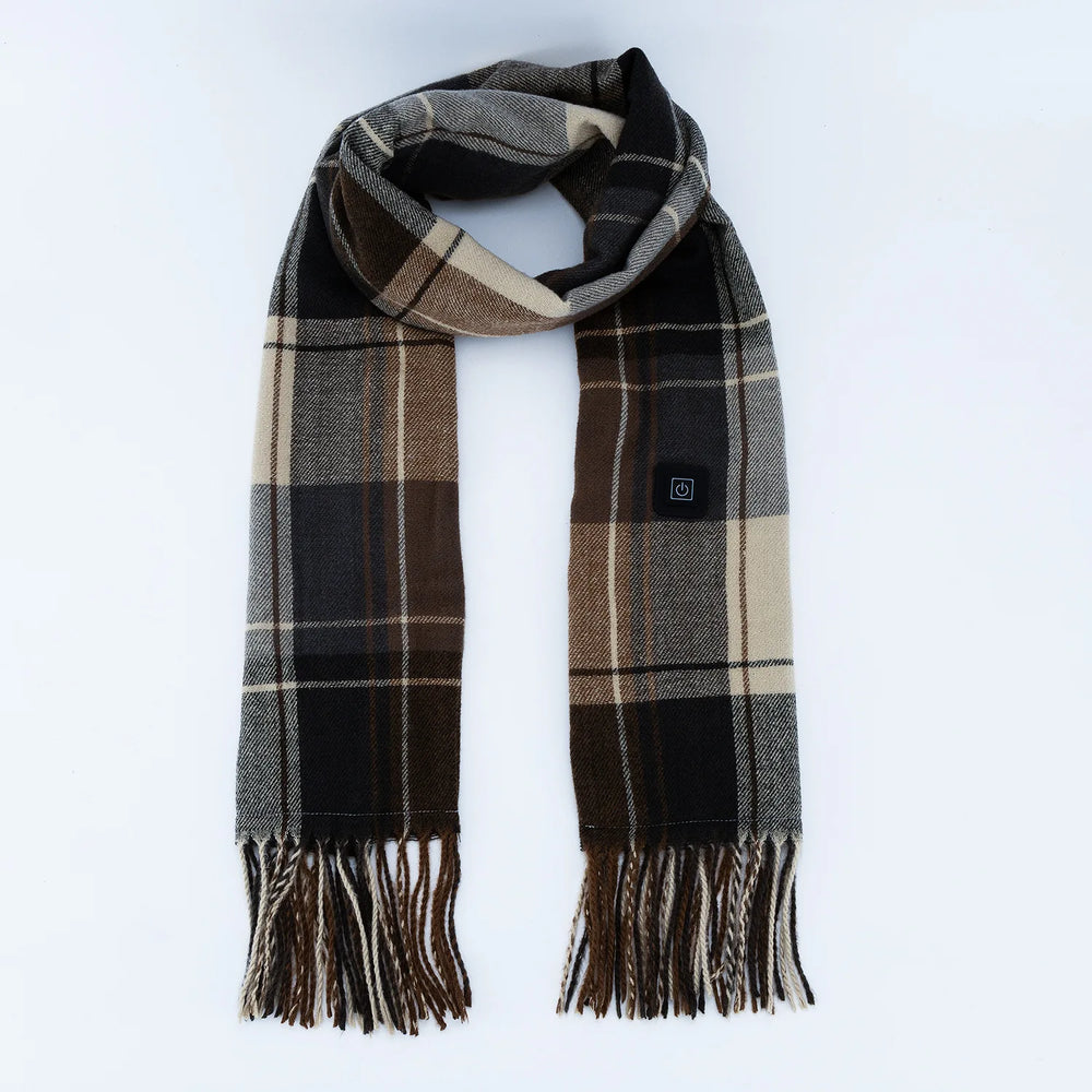 Plaid Brown Heated Long Scarve 