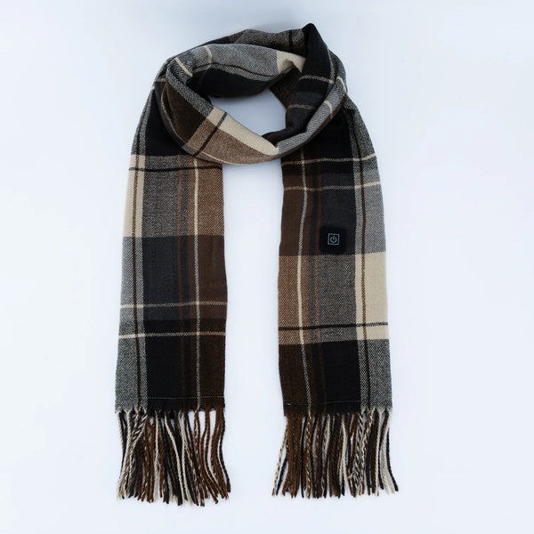 Plaid Brown Heated Long Scarve 