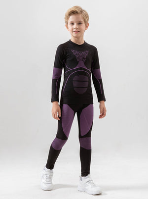 #Purple Boy Compression Ski Base Layer Set