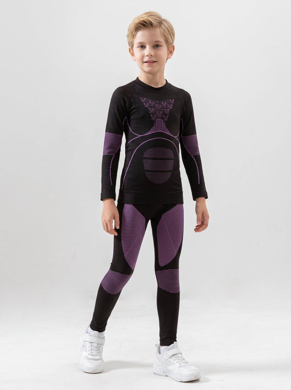 #Purple Boy Compression Ski Base Layer Set