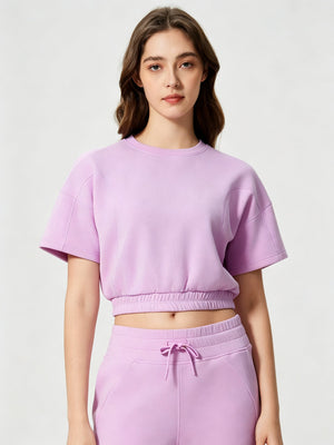 #Purple Cropped Air Layer Sweatshirt Tee