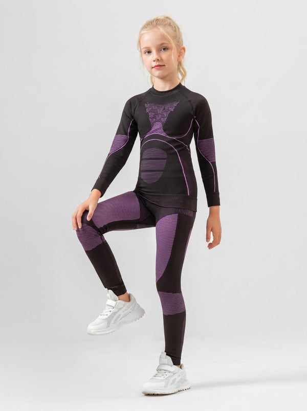 #Purple Girl Compression Ski Base Layer Set