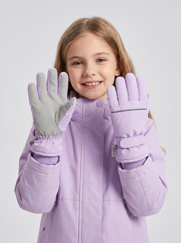 #Purple Kids Thermal Ski Gloves