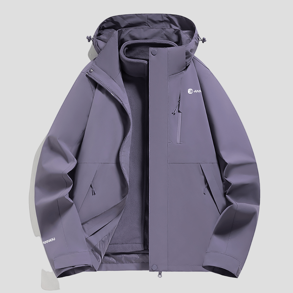 Purple Waterproof 3 in 1 Fleece Jacket by Anniou 