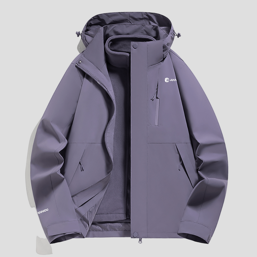 Purple Waterproof 3 in 1 Fleece Jacket by Anniou 