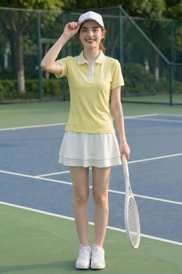 #Yellow Women Wear a Quick Dry Tennis Polo Ladies 