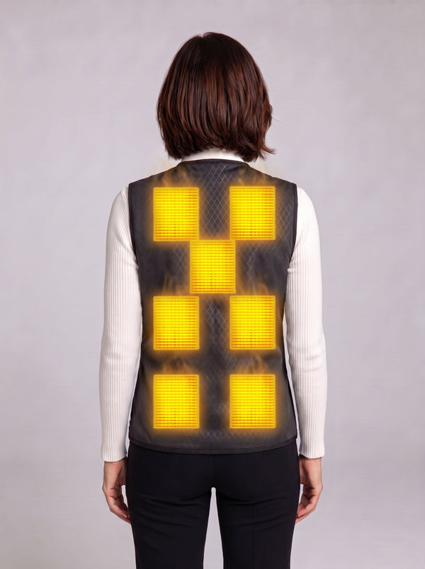 Women’s Heated Vest Back View Showing Rear Heating Panels