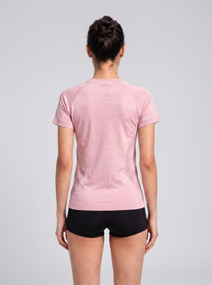 #Pink Rear View Women Quick Dry Short Sleeve T-shirt