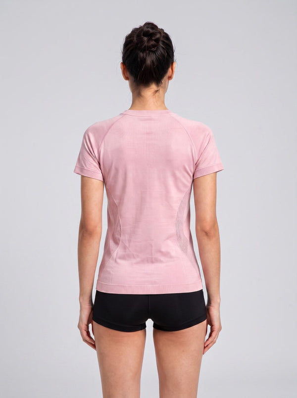 #Pink Rear View Women Quick Dry Short Sleeve T-shirt