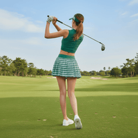 Rear of Green Diamond-patterned Golf Skirt