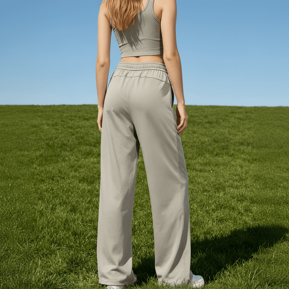 Rear of Grey Quick Dry UPF Wide Leg Sun Pants