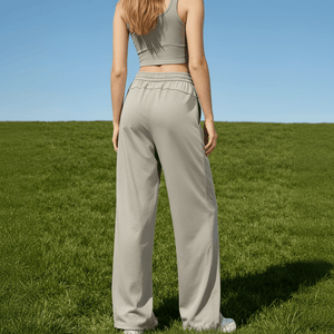 Rear of Grey Quick Dry UPF Wide Leg Sun Pants