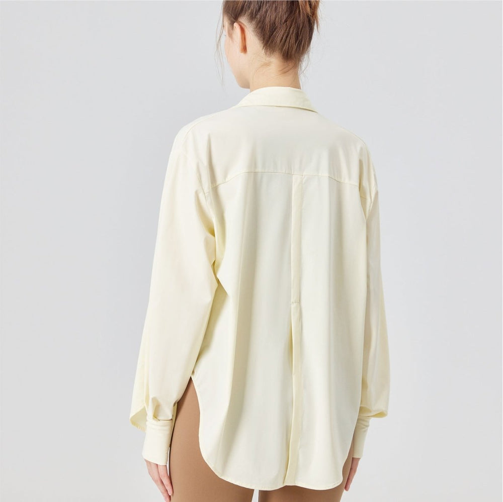 Rear of Light Yellow Sun Protective UPF 50+ Sun Shirt