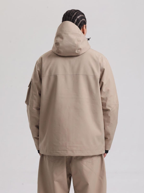 #Khaki Rear of Men's Windproof Ski Jacket