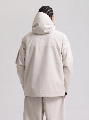 #Beige Rear of Men's Windproof Ski Jacket