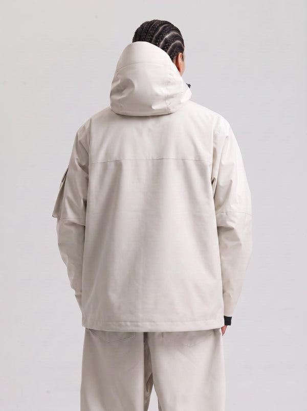 #Beige Rear of Men's Windproof Ski Jacket