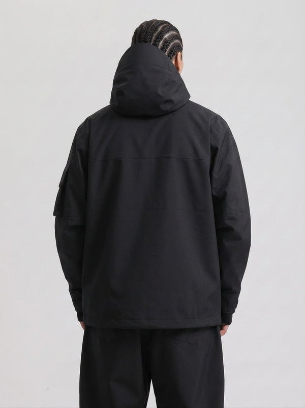 #Black Rear of Men's Windproof Ski Jacket