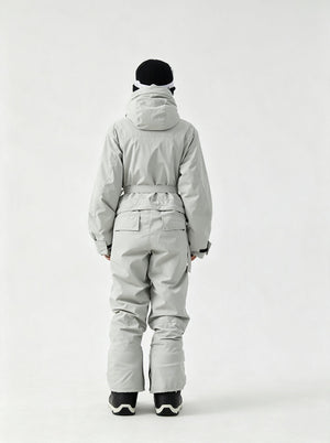 #Lightgrey Rear of Waterproof Breathable One Piece Ski Suit