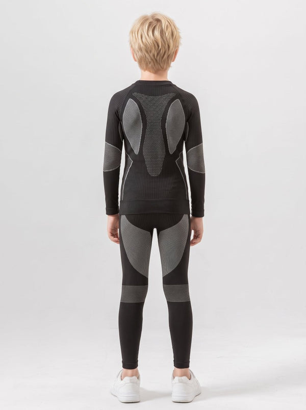 #Greyblack Boy Compression Ski Base Layer Set