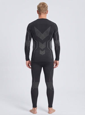 #Greyblack Men Compression Ski Base Layer Set