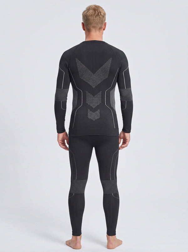#Greyblack Men Compression Ski Base Layer Set