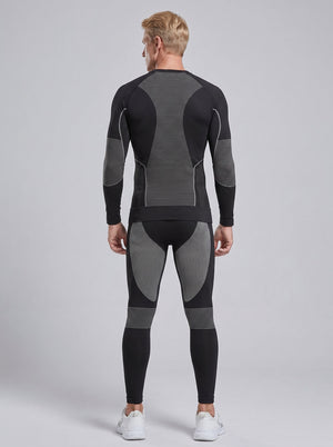 #Greyblack Men Compression Ski Base Layer Set