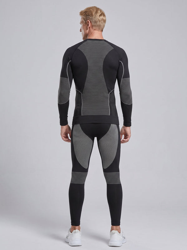 #Greyblack Men Compression Ski Base Layer Set