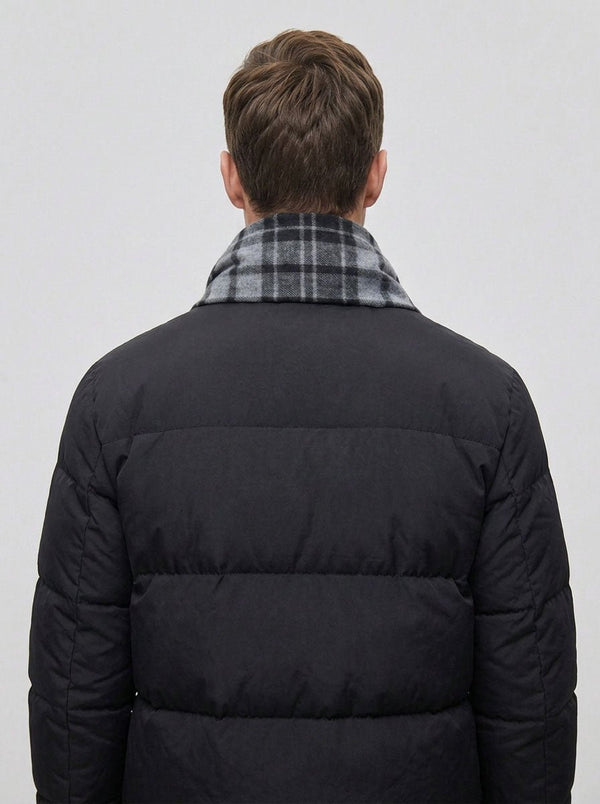 #Darkgrey Men Plaid Fleece Lined  Scarf