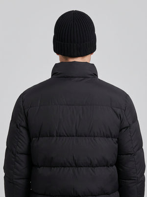 #Black Men Rib Knit Beanie Hat