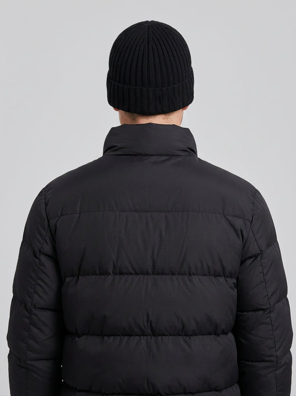 #Black Men Rib Knit Beanie Hat