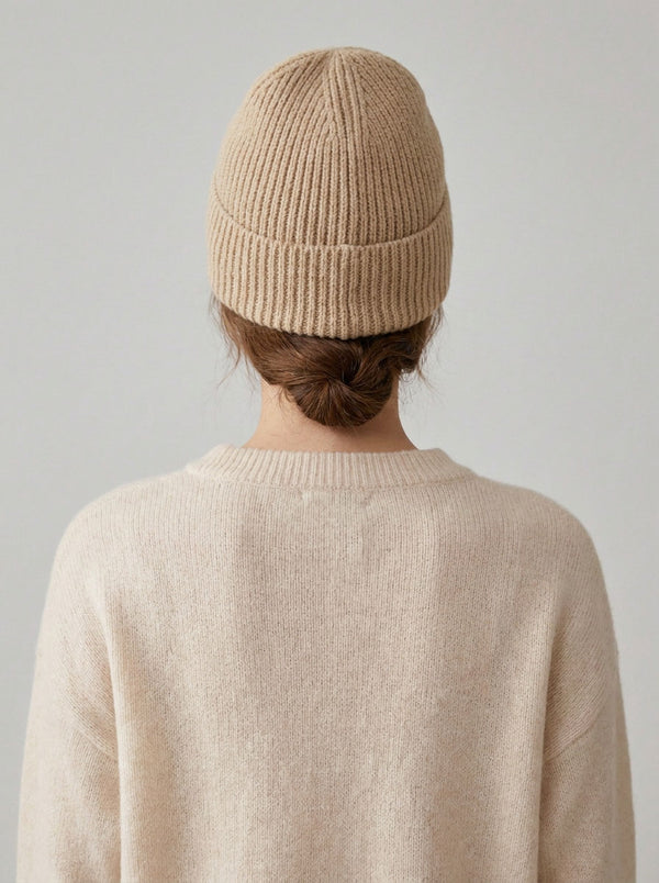 #Camel Women Korean  Ear Flap Knit Beanie Hat