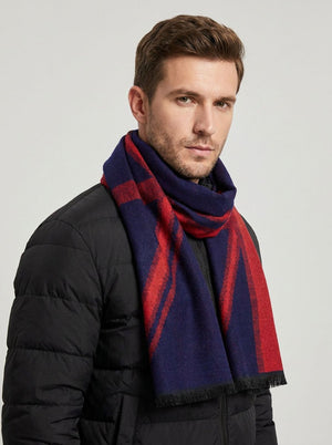 #Red Men Plaid Fleece Lined Scarf