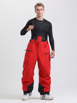 #red Men's Waterproof Snowboard Bib Pants