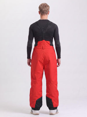 #Red Rear of Men's Waterproof Snowboard Bib Pants