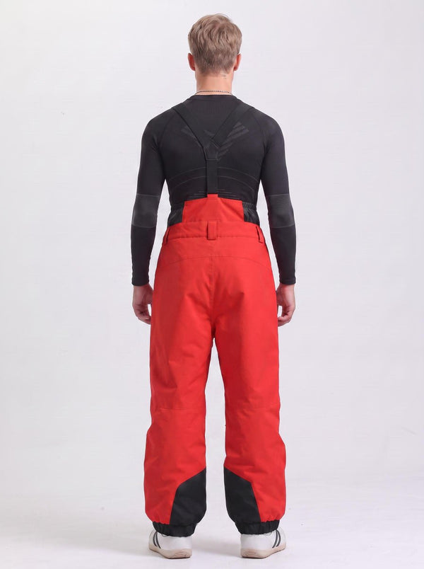 #Red Rear of Men's Waterproof Snowboard Bib Pants