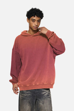 #Red Vintage Washed Gradient Hoodie