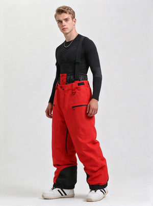 #Red Windproof Insulated Men Ski Overalls