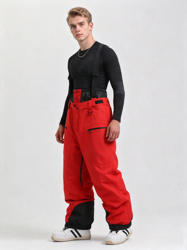 #Red Windproof Insulated Men Ski Overalls