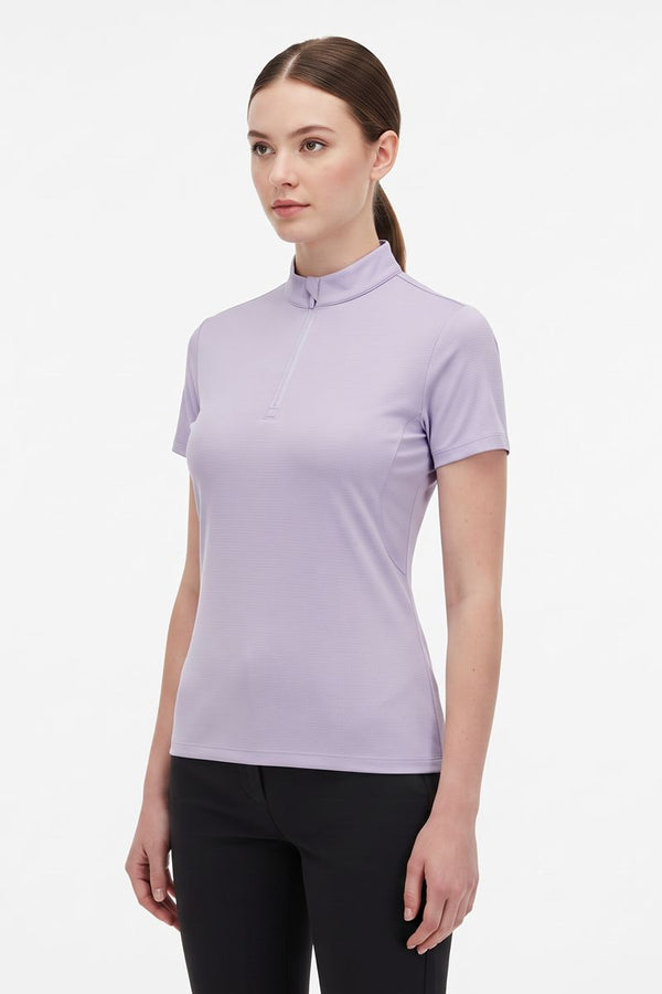 Side of Women's #Purple Short Sleeve Golf Polo