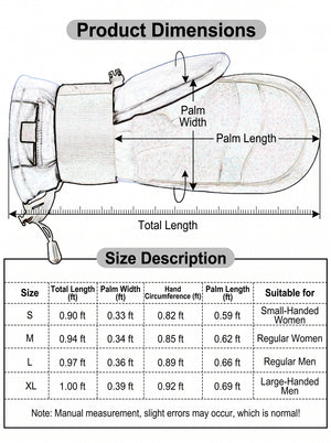 Size information of Wrist Guard Snowboard Gloves