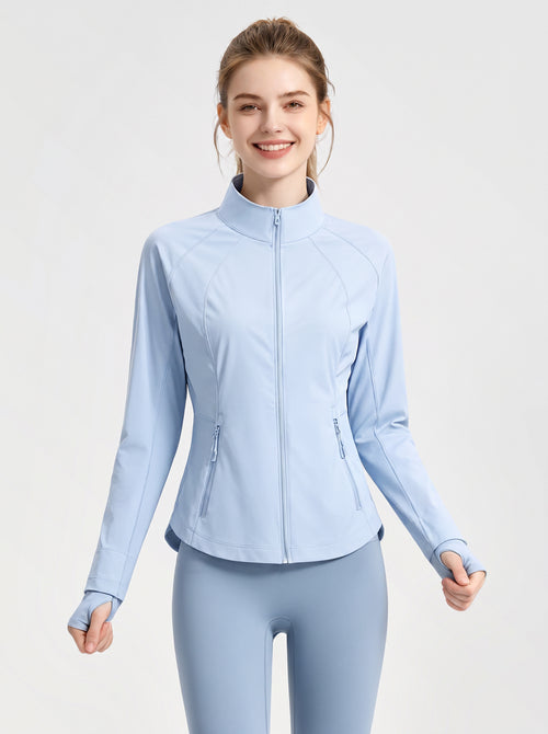 #SkyBlue Fitted Stand Collar UPF50 Sun Jacket