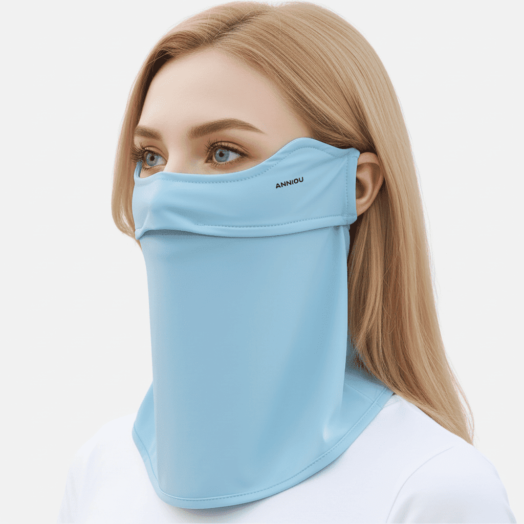 light blue   neck gaiter Face Mask UPF 50+