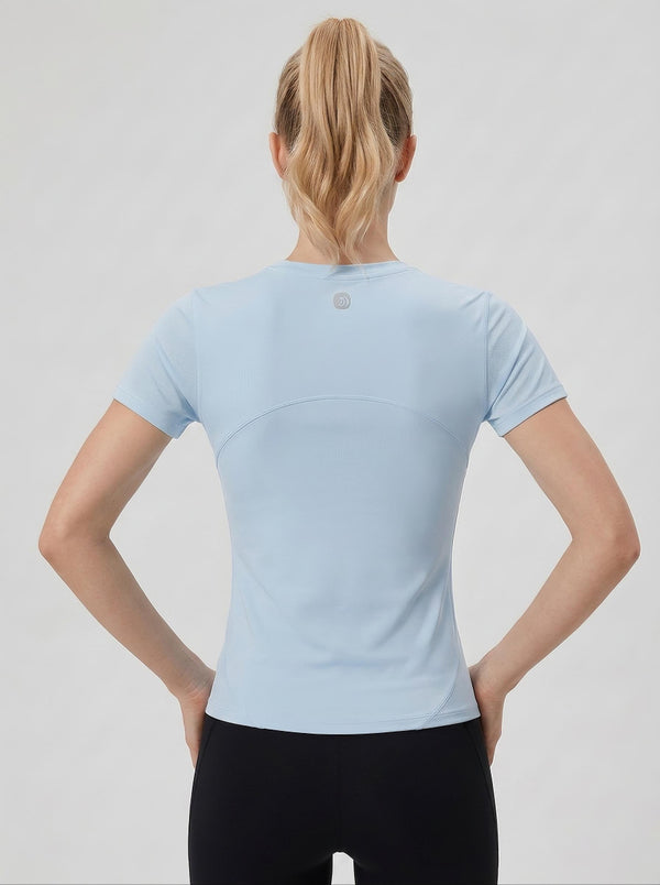 #Skyblue Rear of Women's Tight-fitting Yoga Top