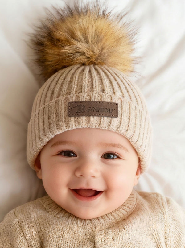 #Beige Soft kid Knit Beanie hat