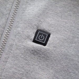 Switch Button details of #LightGrey Heated Full Zip Hoodie
